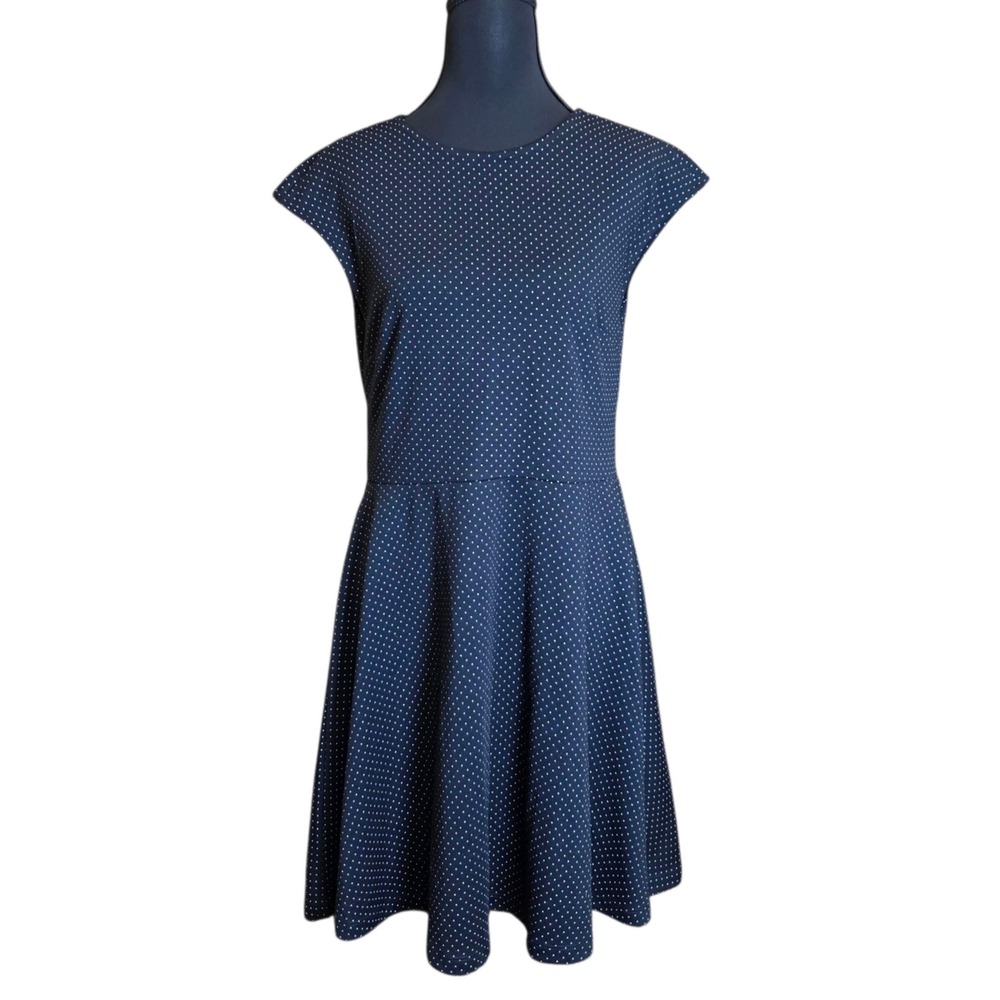 GAP Navy‎ Blue Polka Dot Dress Open Back Tie Above Waist Cap Sleeve Size 8